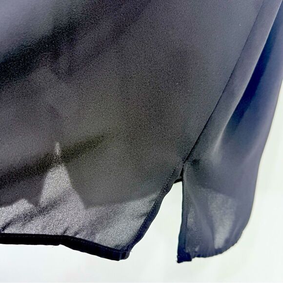 MICHAEL Michael Kors Black Semi Sheer Collared Gold Half Zip Sleeveless Blouse - Picture 11 of 14